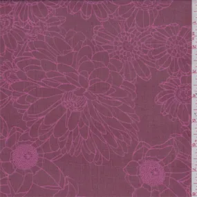 3 YD PC-Berry/Pink Floral Sketch Silk Chiffon Fabric