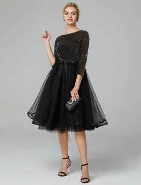 A-Line Cocktail Dresses Tulle with Sequin Strappy