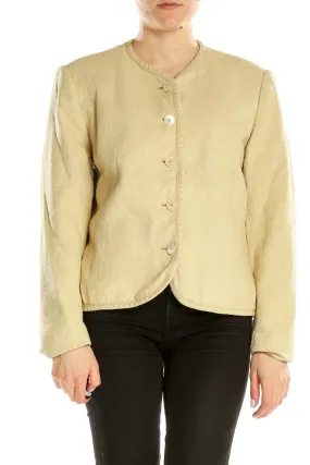 Beige Button-Front Lightweight Jacket