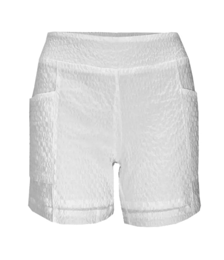 Ethyl WHITE LouLou Pull on Shorts in Bubble Fabrics 2108