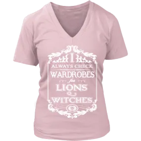 I always check Wardrobes for lions and witches, V-neck