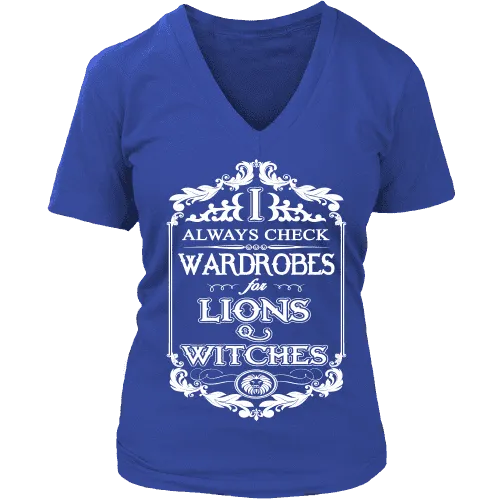 I always check Wardrobes for lions and witches, V-neck