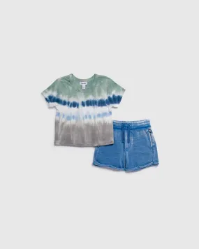 Infant Boys Blue Surf Tie-Dye Short Set