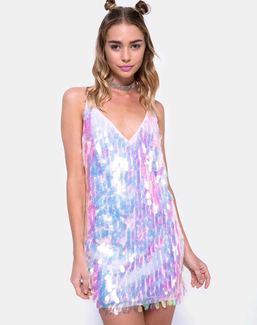 Luna Slip Dress in Opal Unicorn Sequin Pink