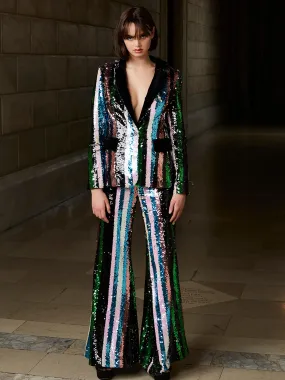 Multicolor Sequin V-Neck Pant Suit by Jovani M02942