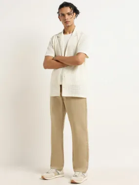 Nuon Beige Plain Relaxed Fit Trousers