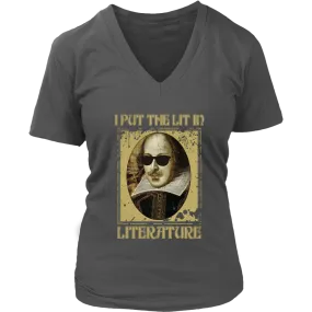 "I Put The Lit In Literature" V-neck Tshirt