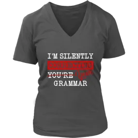 "I'm Silently Correcting Your Grammar" V-neck Tshirt