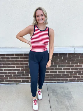 Red, White   Stripes Thermal Tank