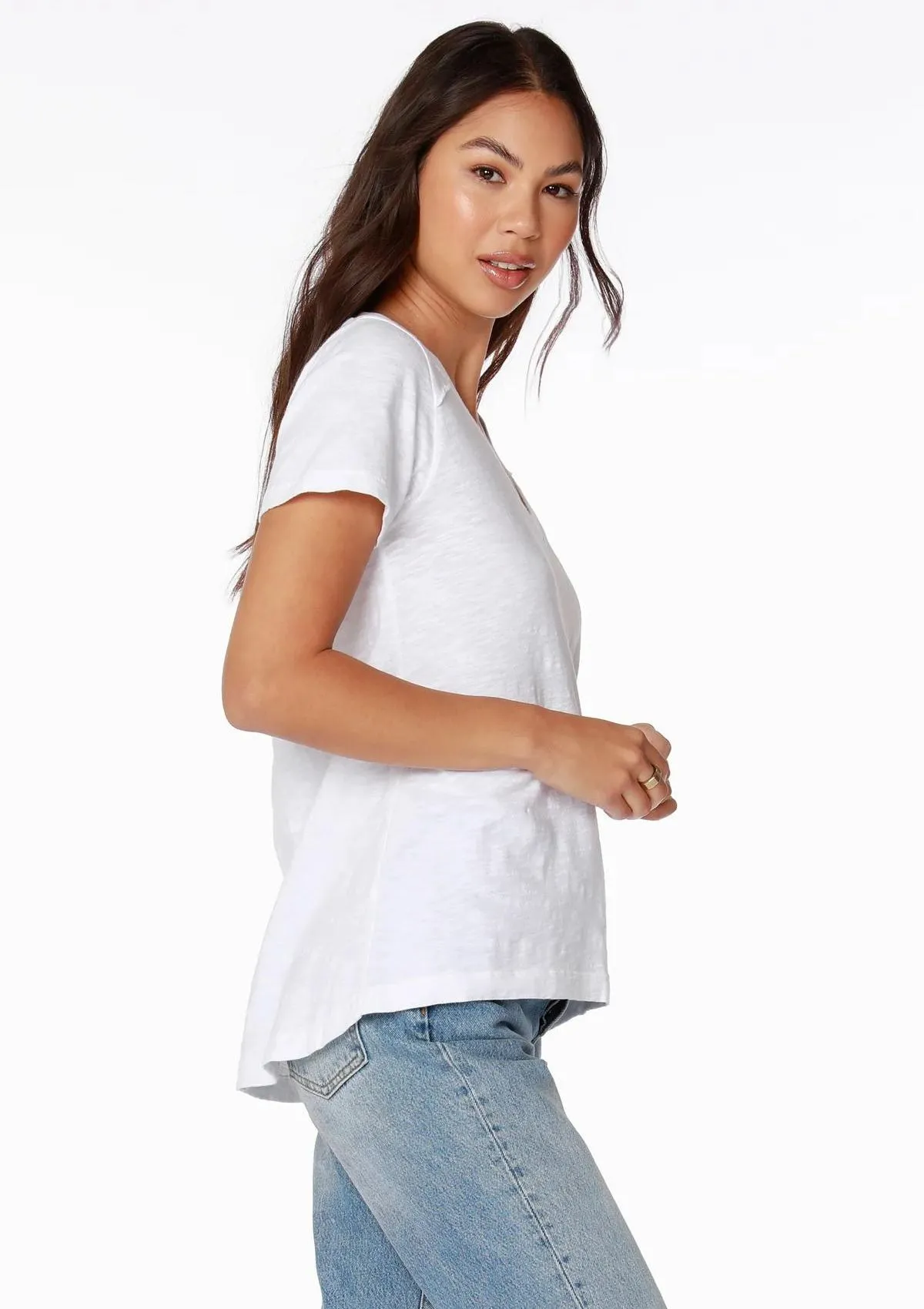 Shoulder Seam V-Neck Tee