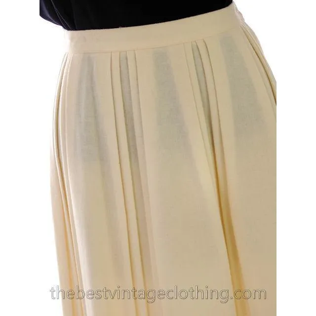 Vintage Ivory Wool Pleated Skirt Personal 1980s 30 Waist