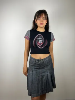 Vintage Y2K Pleated Denim Skirt